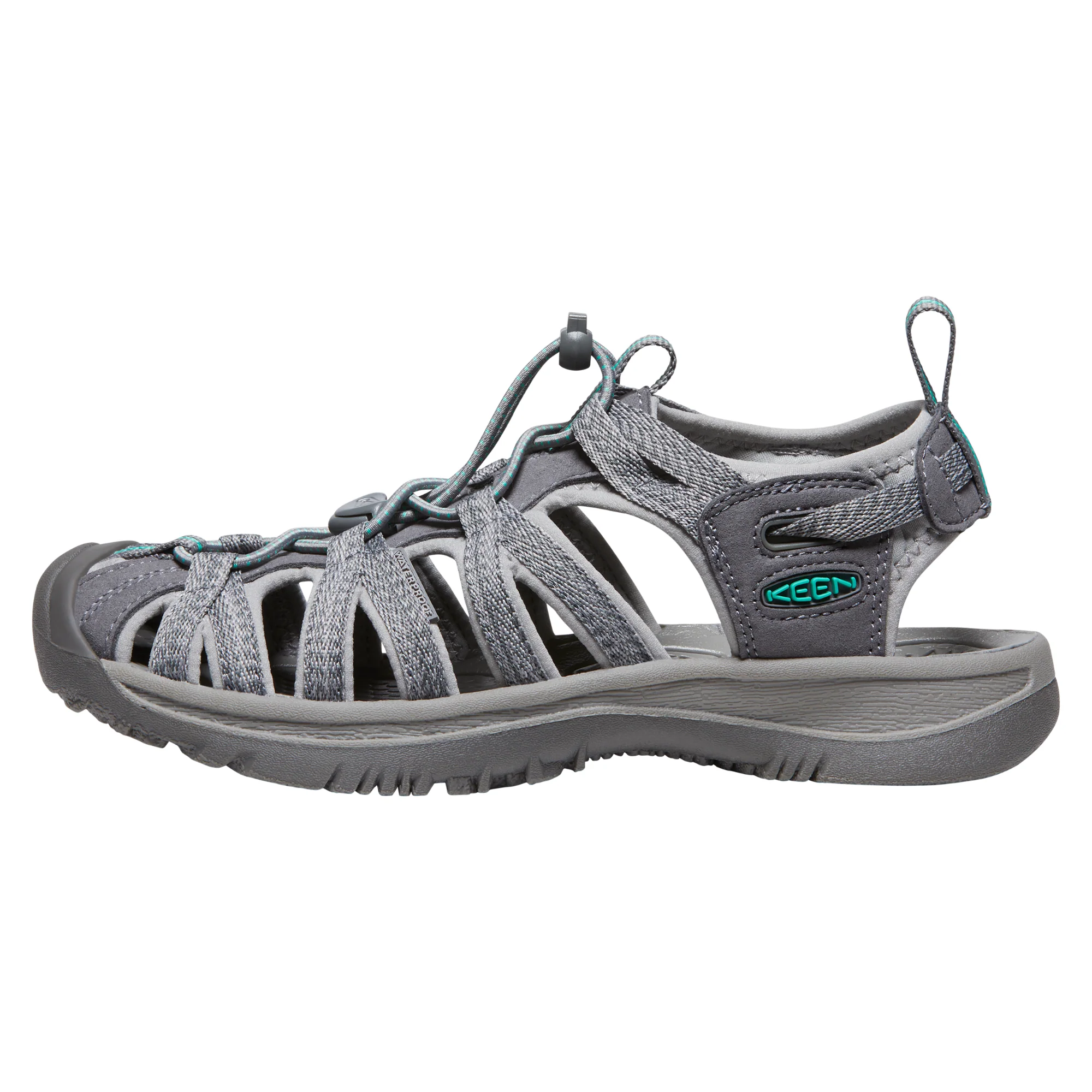 Keen Women's Whisper Closed Toe Sandals (Medium Grey/Peacock Green) - Image 3