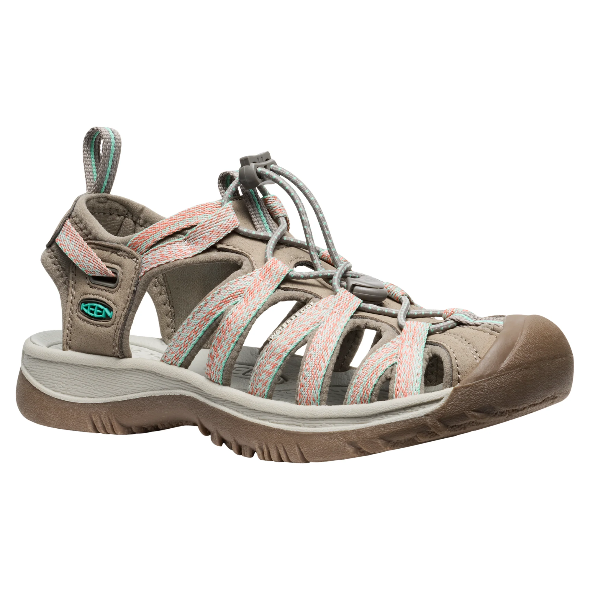Keen Women's Whisper Closed Toe Sandals (Taupe/Coral) - Image 4