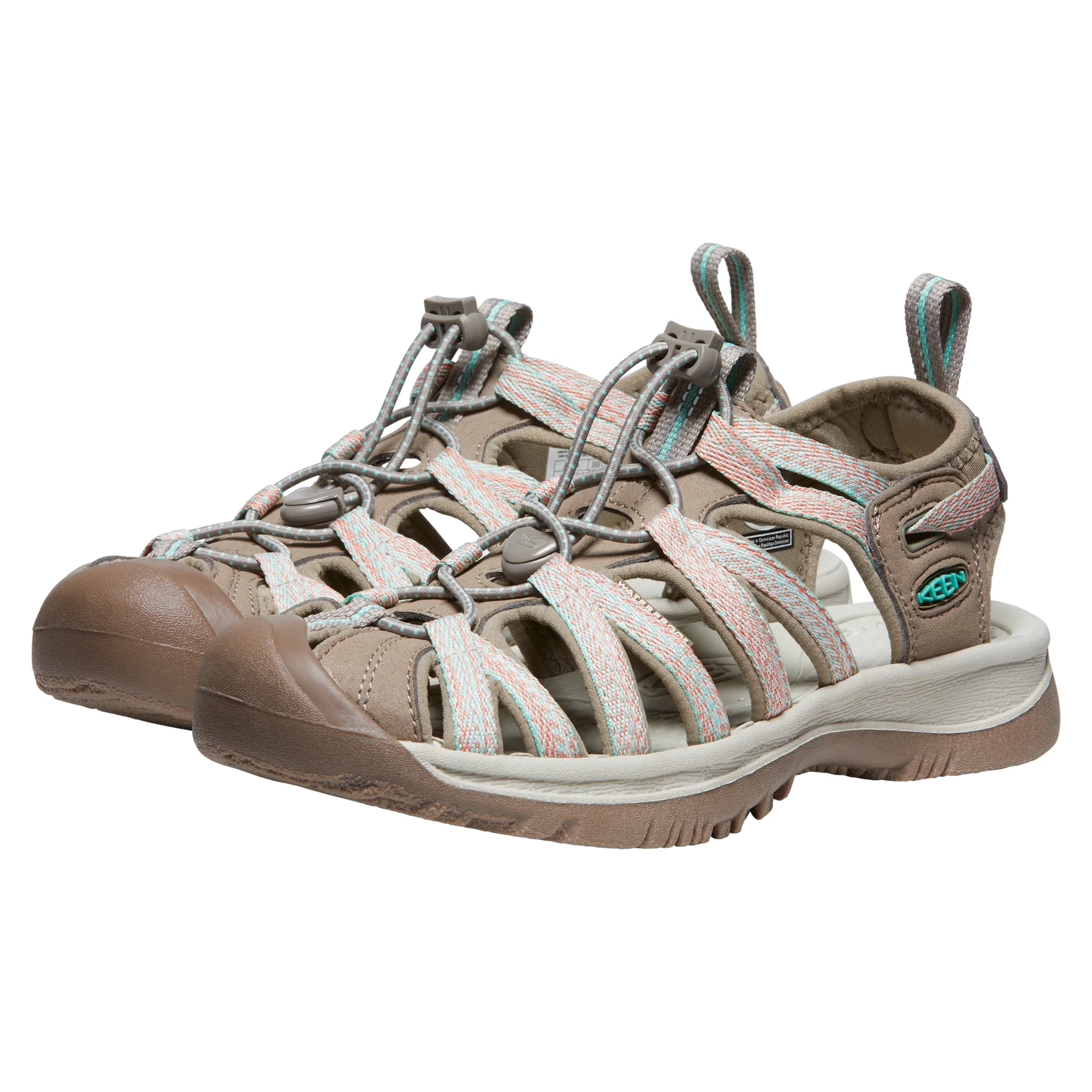 Keen Women's Whisper Closed Toe Sandals (Taupe/Coral) - Image 7