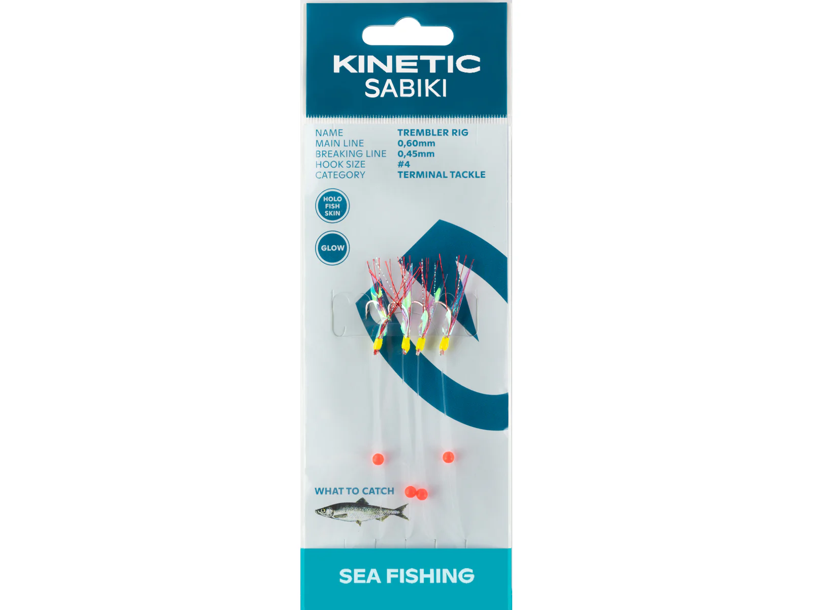 Kinetic Sabiki Trembler Hook 4 Hook Rig (#4)(Holo Fishskin/Copper Flash)