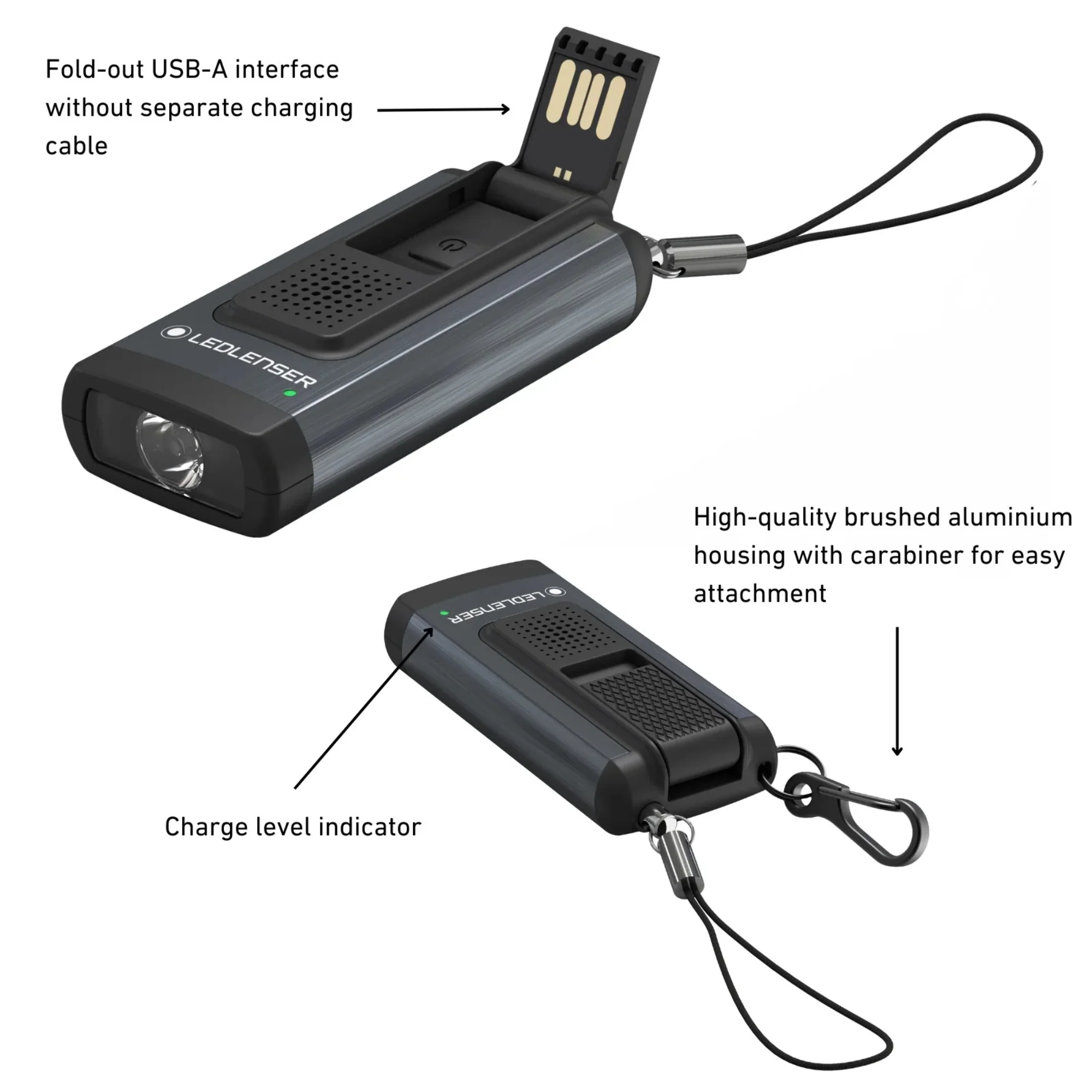 Ledlenser K6R Safety Rechargable LED Keyring Torch (Grey) - Image 3
