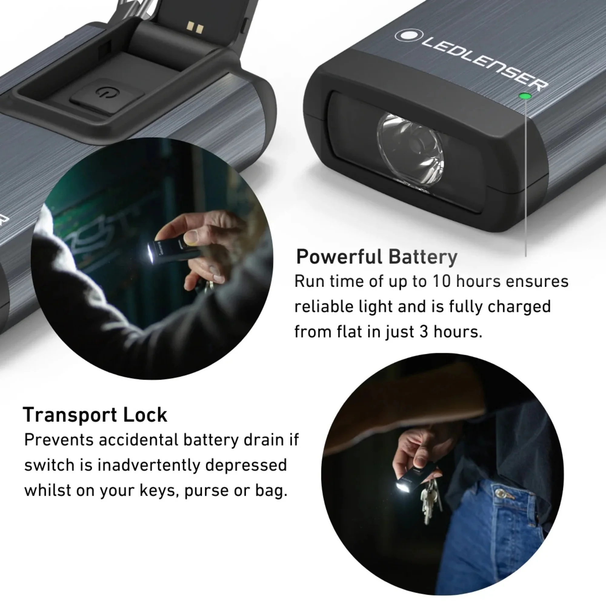 Ledlenser K6R Safety Rechargable LED Keyring Torch (Grey) - Image 5