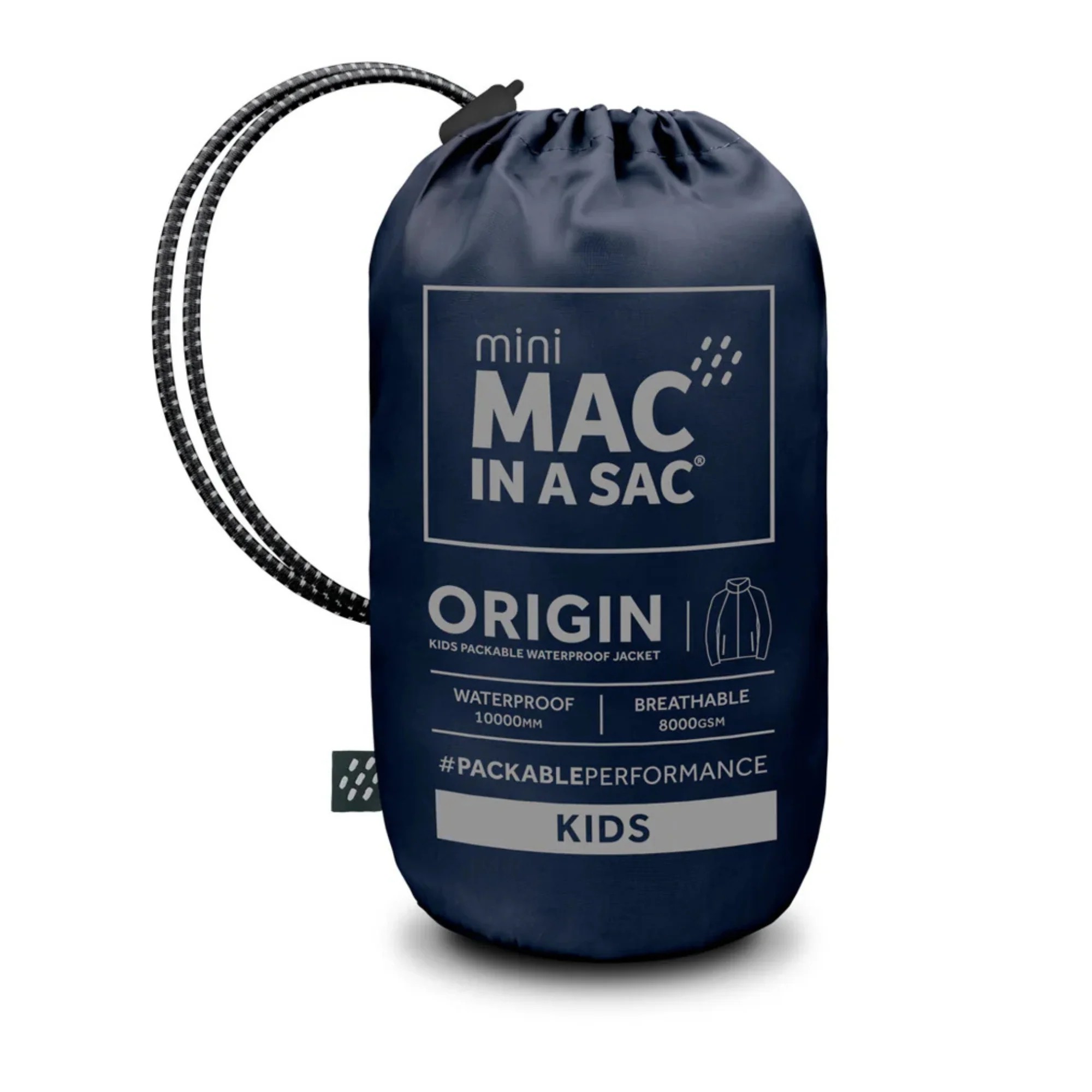 Mac In A Sac Kids Origin 2 Waterproof Jacket (Navy)(Ages 2-13) - Image 9