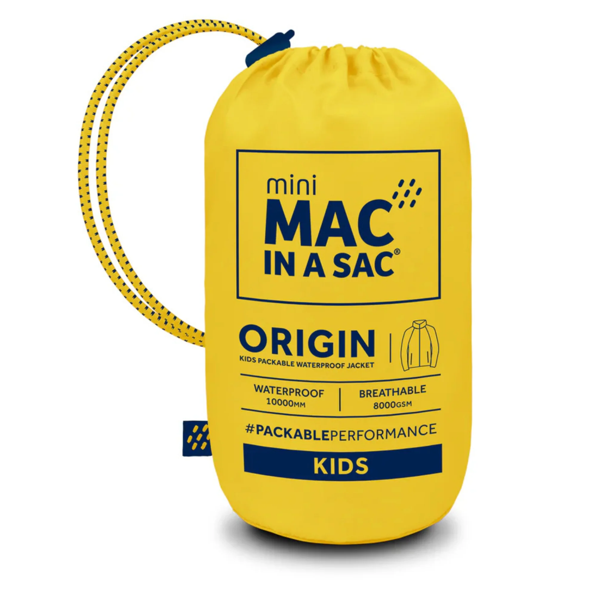 Mac In A Sac Kids Origin 2 Waterproof Jacket (Yellow)(Ages 2-13) - Image 10
