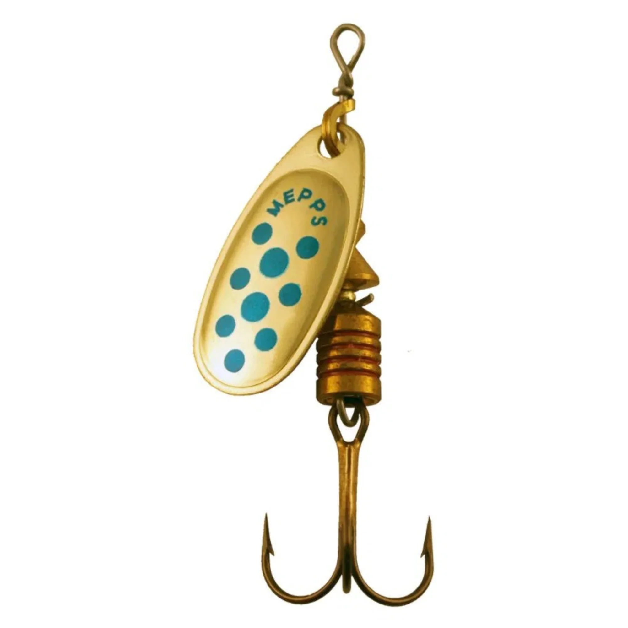 Mepps Comet Decoree Spinning Metal Lure (8g/Size 4)(Gold/Blue Dot)