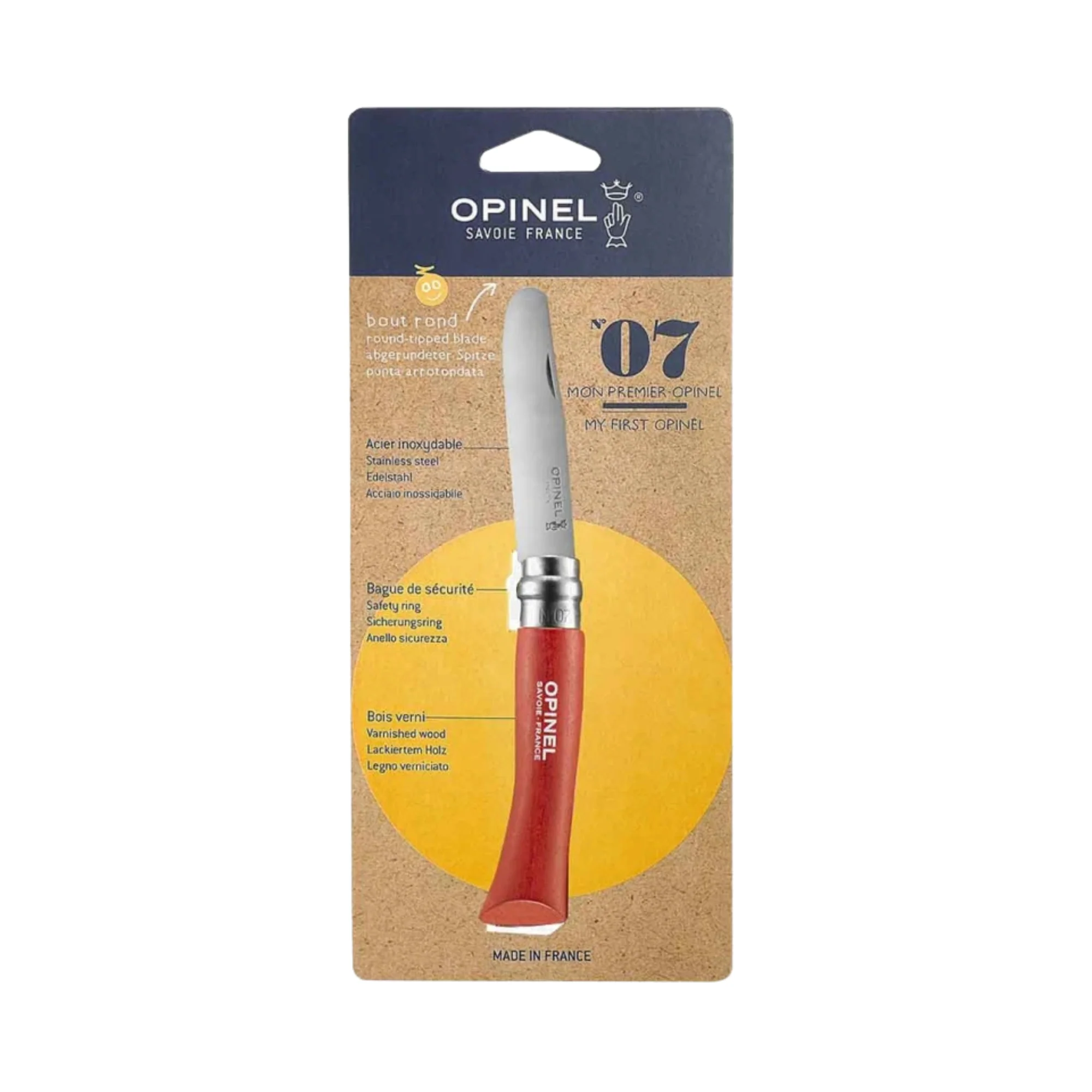 My First Opinel Kids #7 Stainless Steel Round Ended Knife (Red) - Image 2