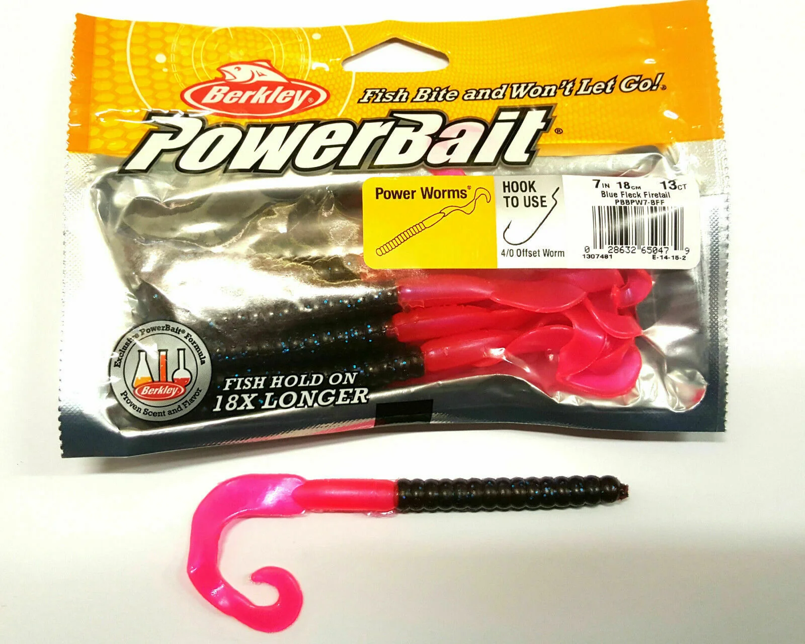 Berkley PowerBait Power Worms (Blue Fleck/Firetail)(18cm)(13 Pack) - Image 2