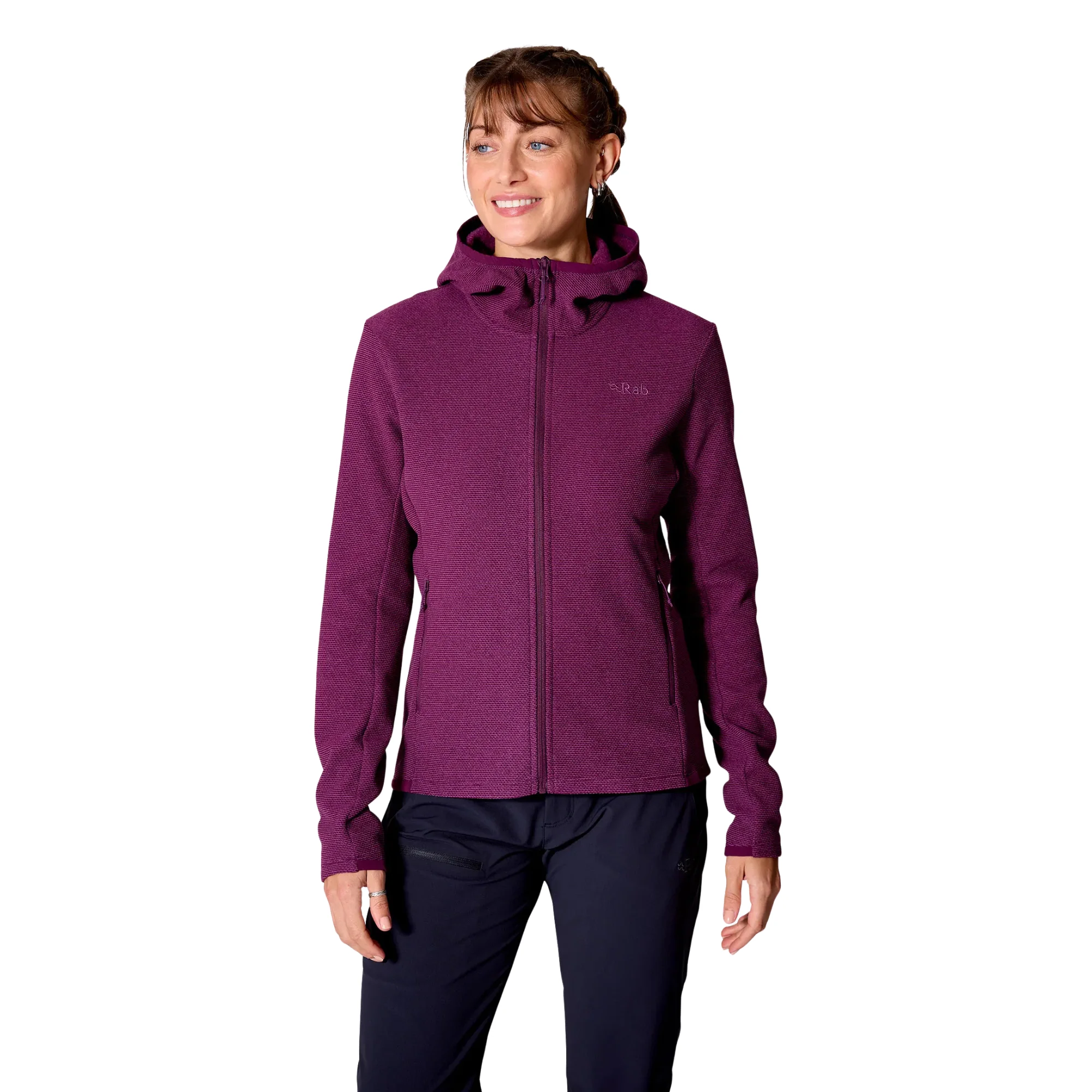 Rab Women's Stavel Hooded Full Zip Fleece (Mulberry)
