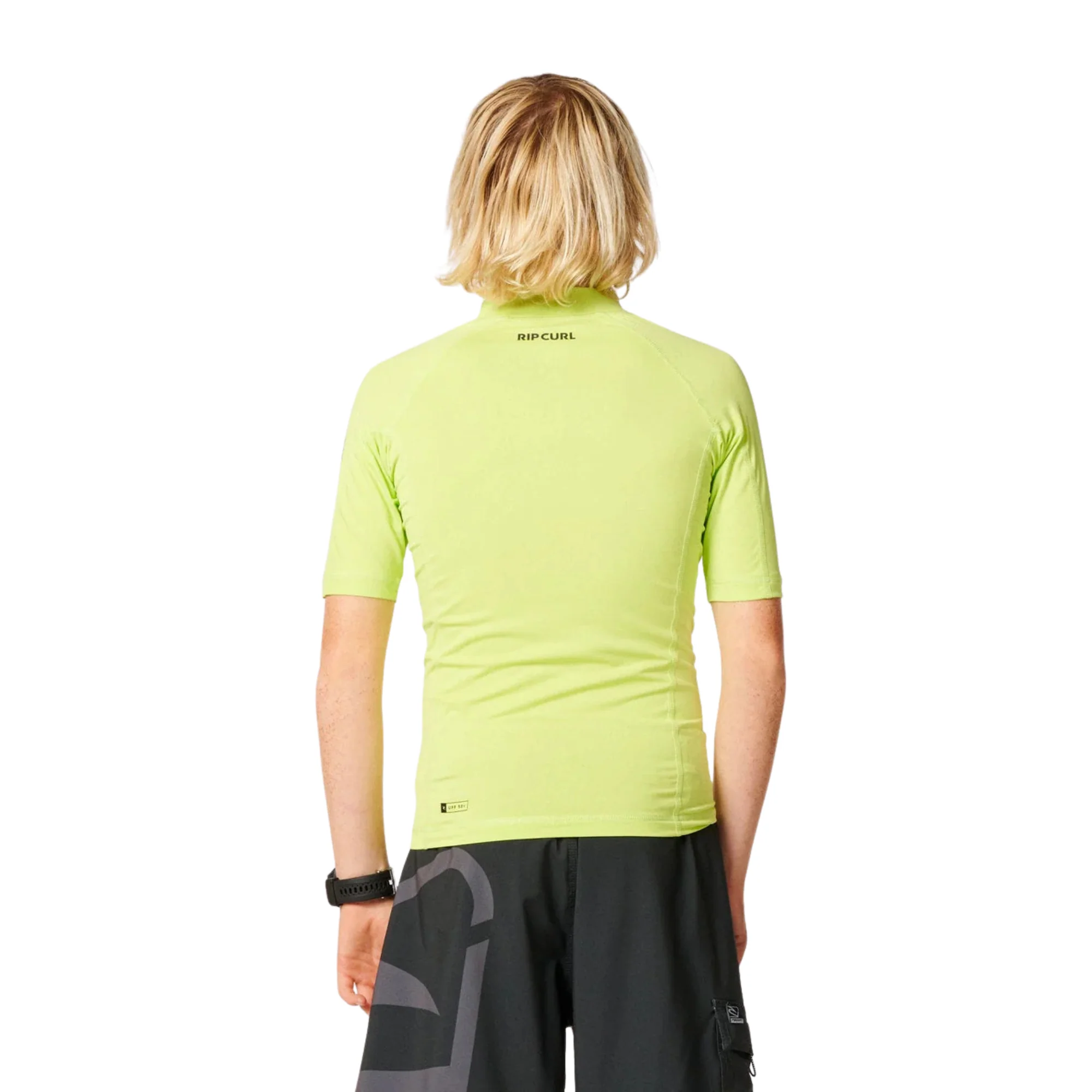 Rip Curl Junior Waves UPF50 Short Sleeve Rash Vest (Lime)(Sizes UK8-16) - Image 3