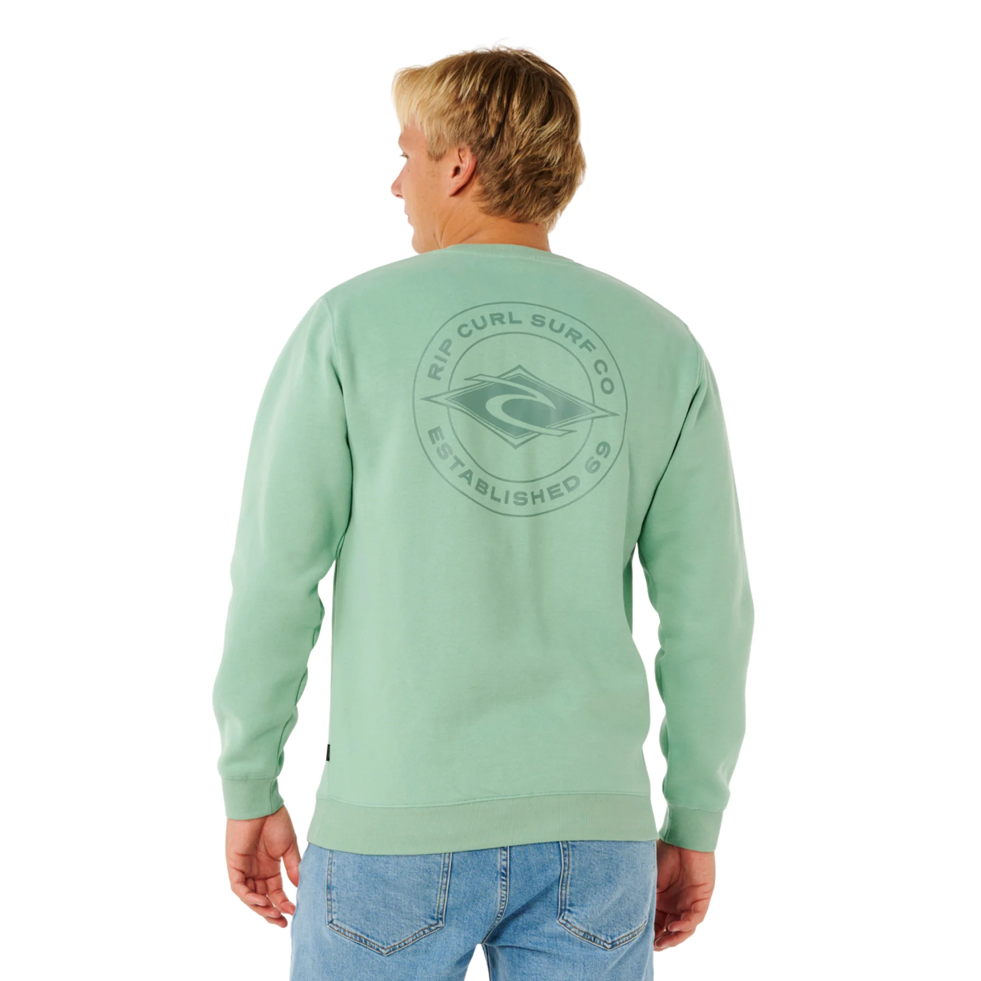 Rip Curl Men's Stapler Crew Neck Sweatshirt (Aloe) - Image 2