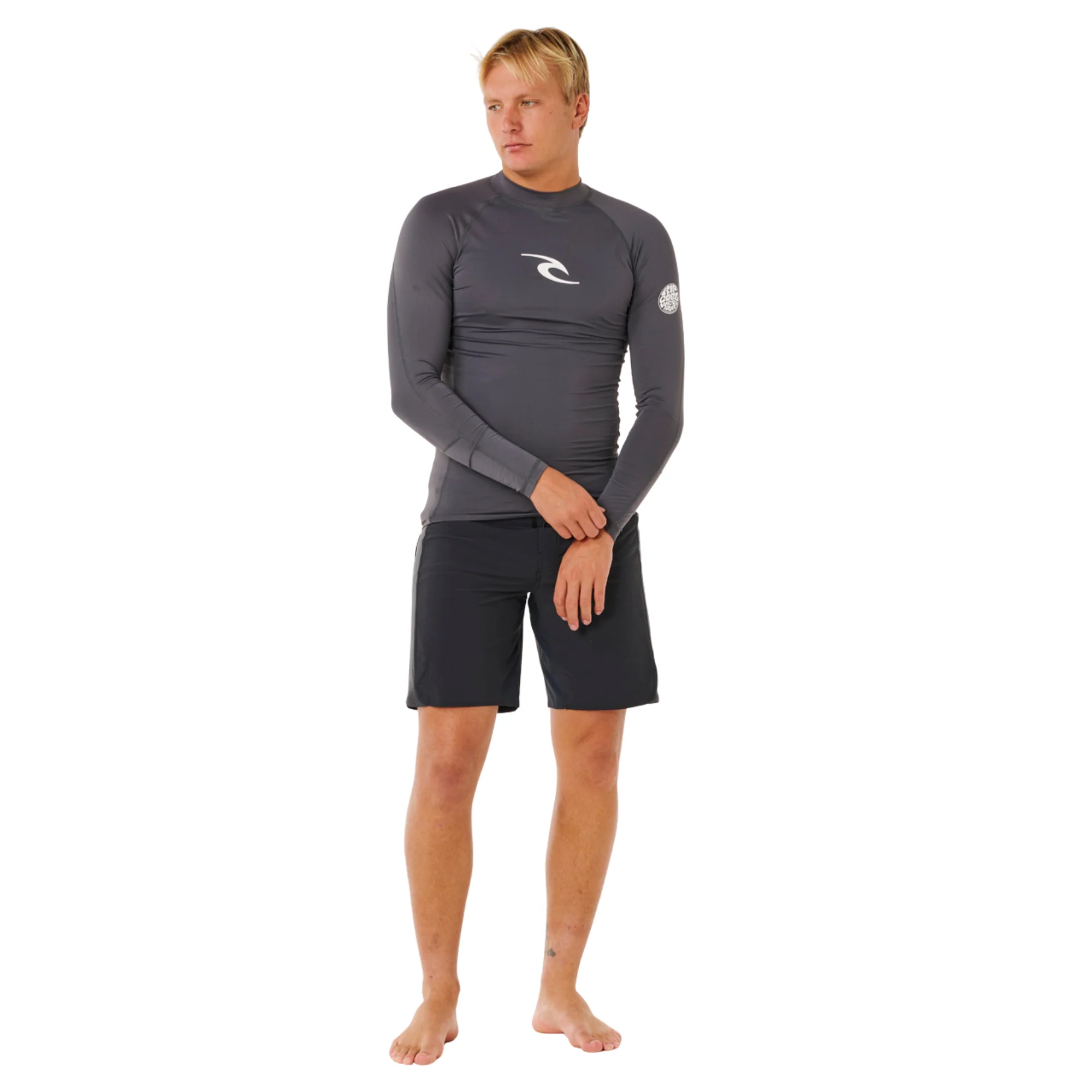 Rip Curl Men's Waves UPF50 Performance Long Sleeve Rash Vest (Charcoal Grey) - Image 6