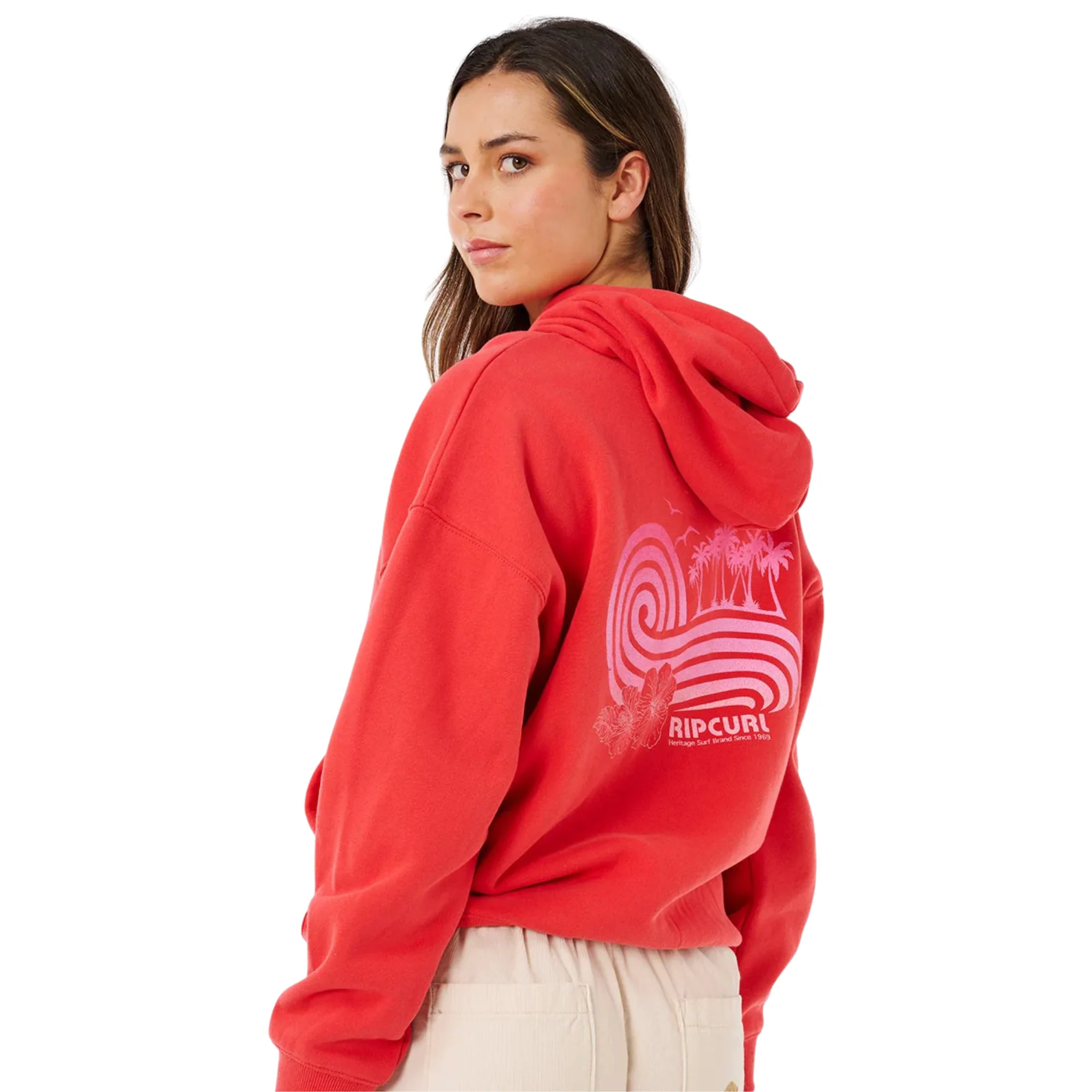 Rip Curl Women's Ocean Break Heritage Fleece Hoody (Deep Red) - Image 5