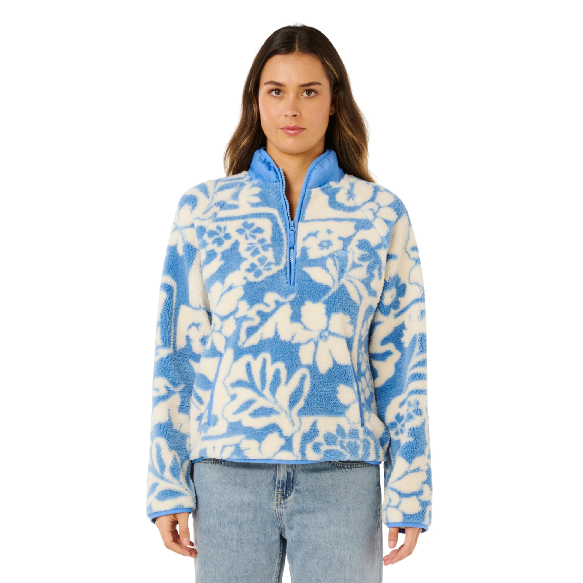 Rip Curl Women's Party Pack Polar Half Zip Fleece (Blue) - Image 2