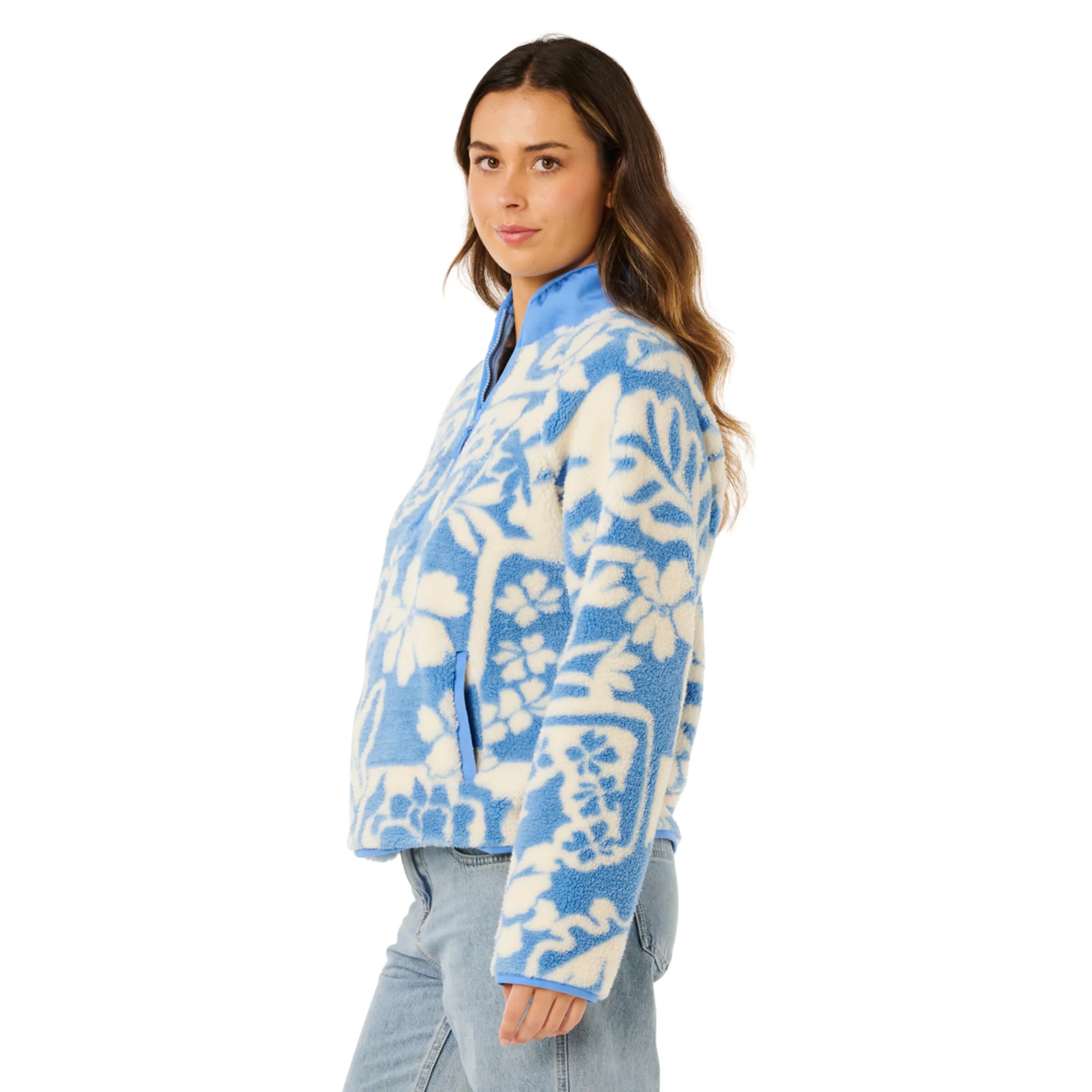 Rip Curl Women's Party Pack Polar Half Zip Fleece (Blue) - Image 3
