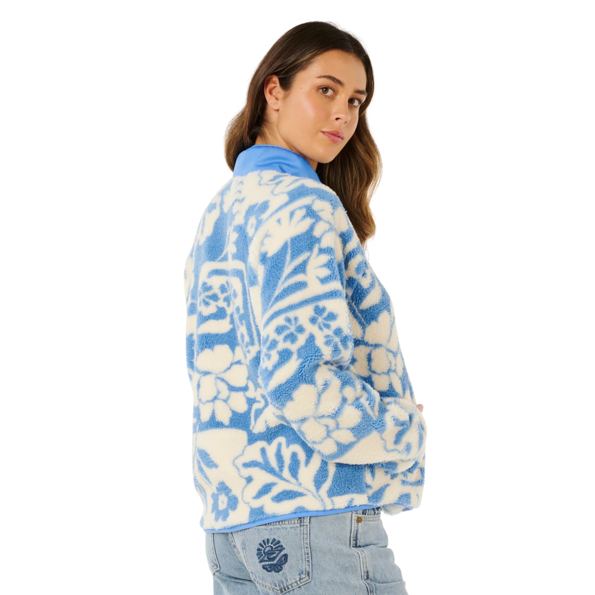 Rip Curl Women's Party Pack Polar Half Zip Fleece (Blue) - Image 4