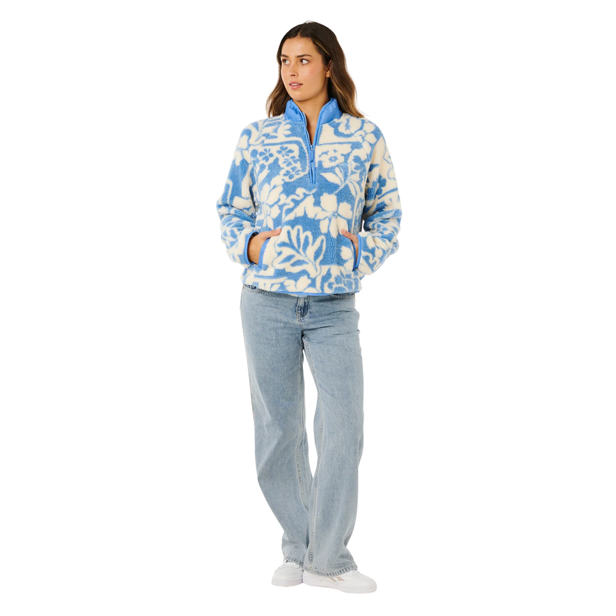 Rip Curl Women's Party Pack Polar Half Zip Fleece (Blue) - Image 6