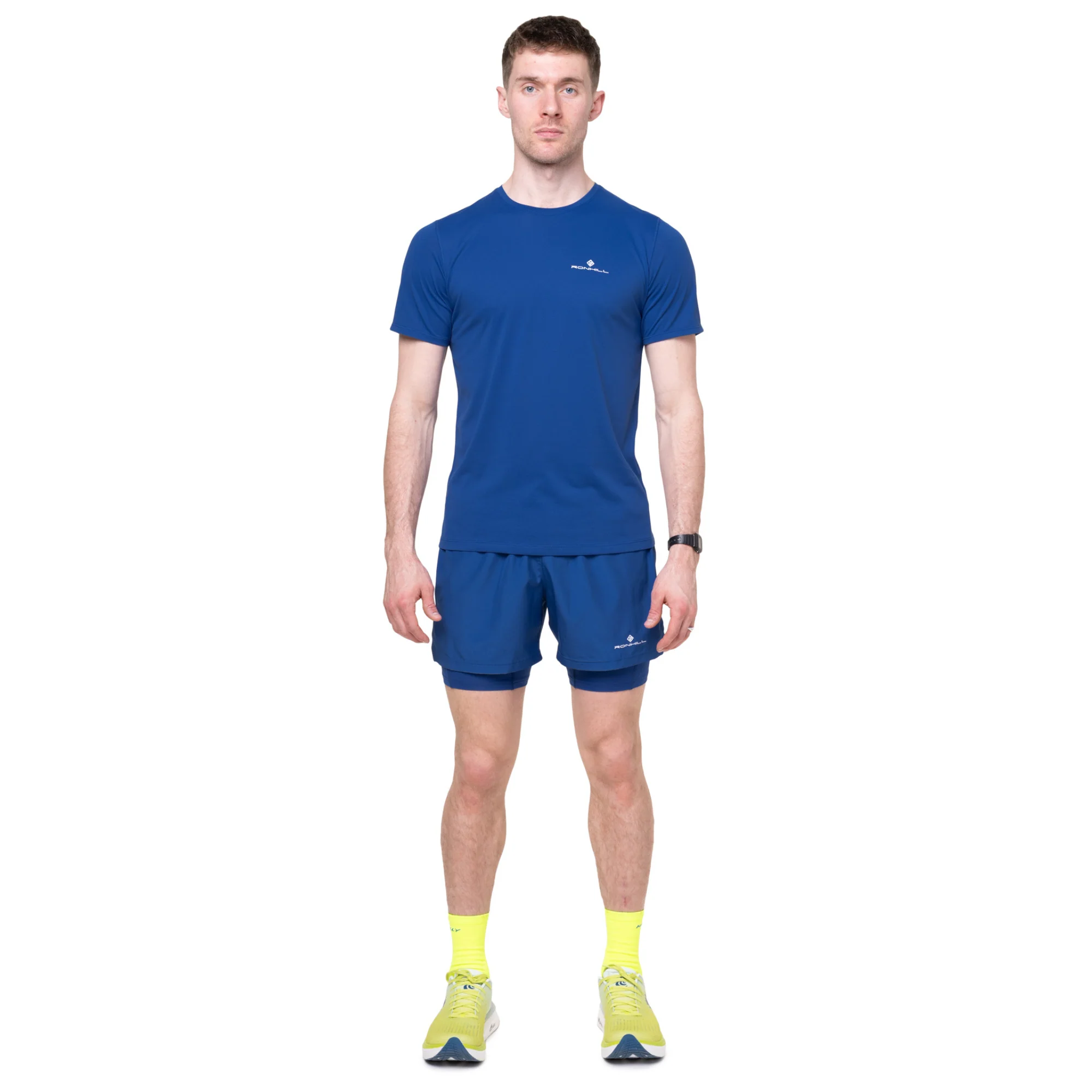 Ronhill Men's Core Twin Shorts (Dark Cobalt/Bright White)(5in) - Image 3