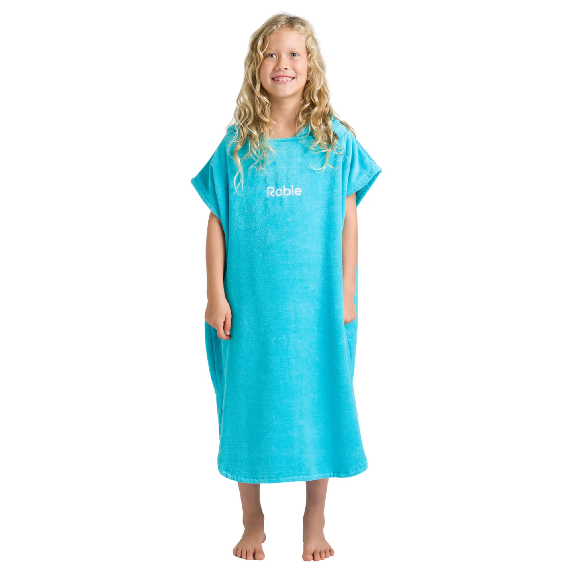 Robie Original - Junior Hooded Short Sleeve Changing Robe (Hawaiian Blue) - Image 2