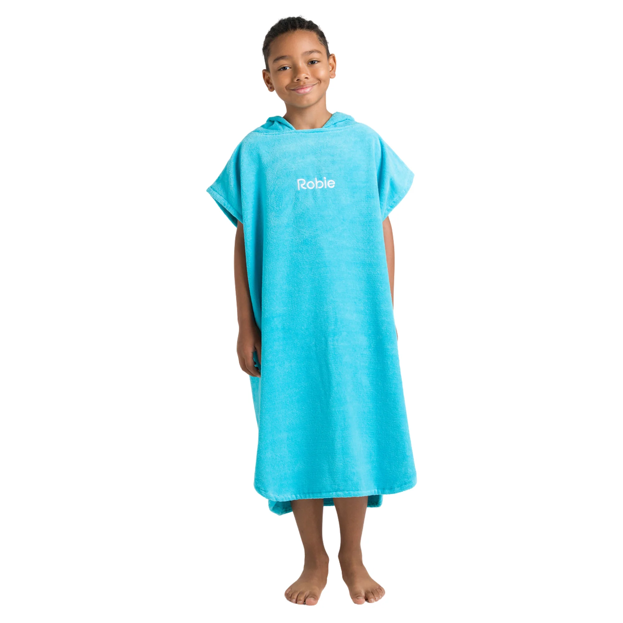 Robie Original - Junior Hooded Short Sleeve Changing Robe (Hawaiian Blue) - Image 5