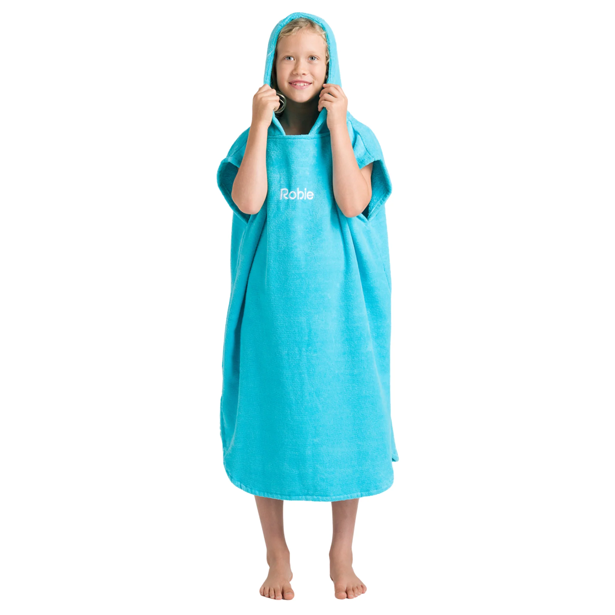 Robie Original - Junior Hooded Short Sleeve Changing Robe (Hawaiian Blue) - Image 7
