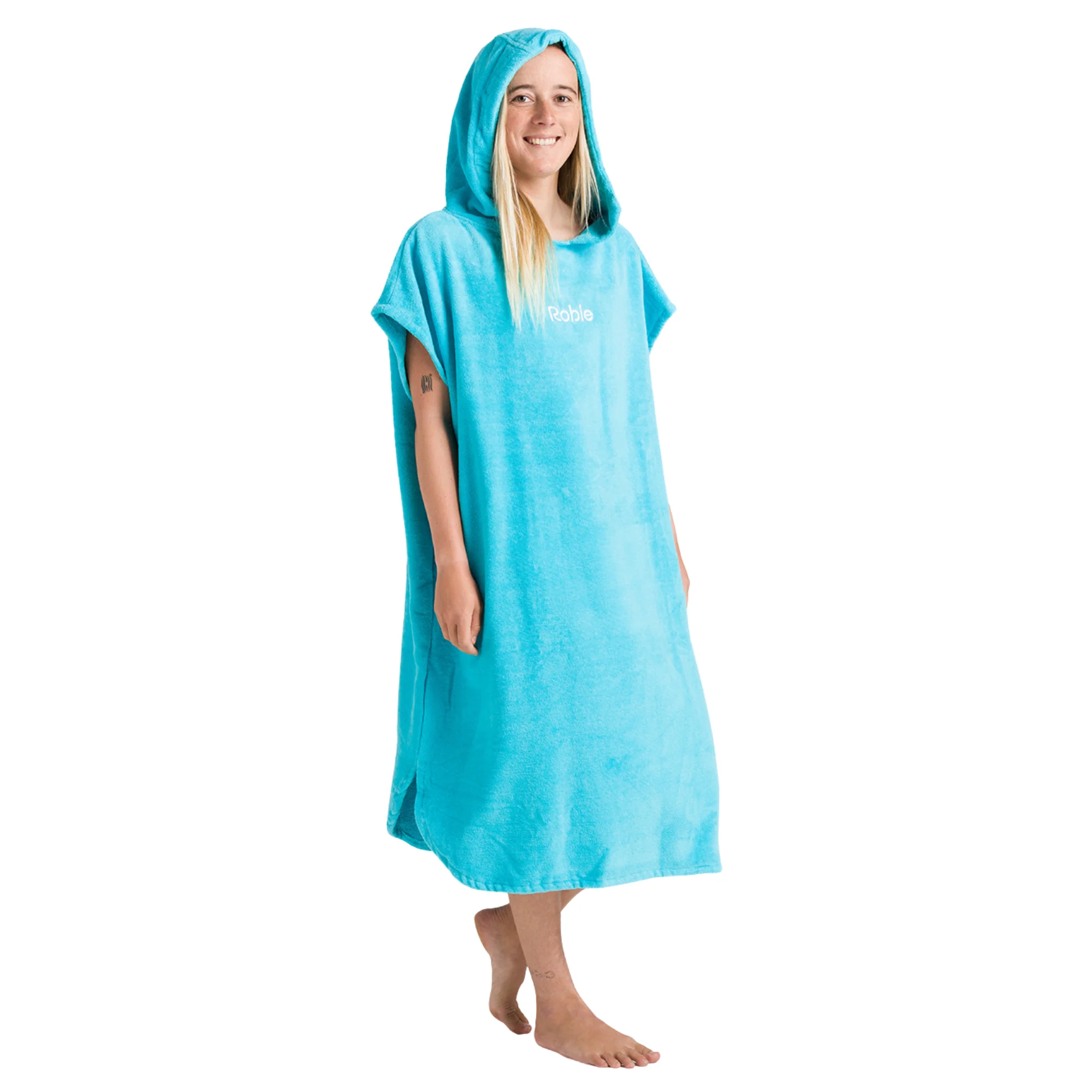 Robie Original - Adult Unisex Hooded Short Sleeve Changing Robe (Hawaiian Blue) - Image 2