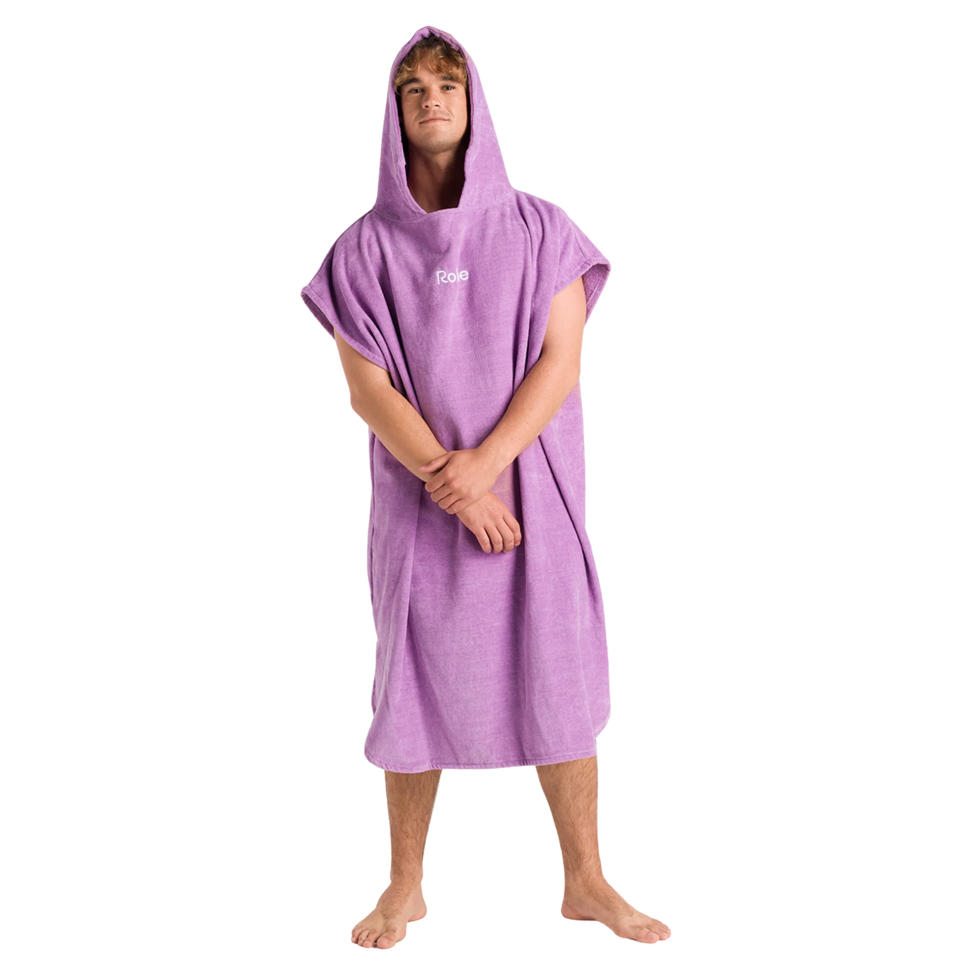 Robie Original - Adult Unisex Hooded Short Sleeve Changing Robe (Orchid) - Image 2