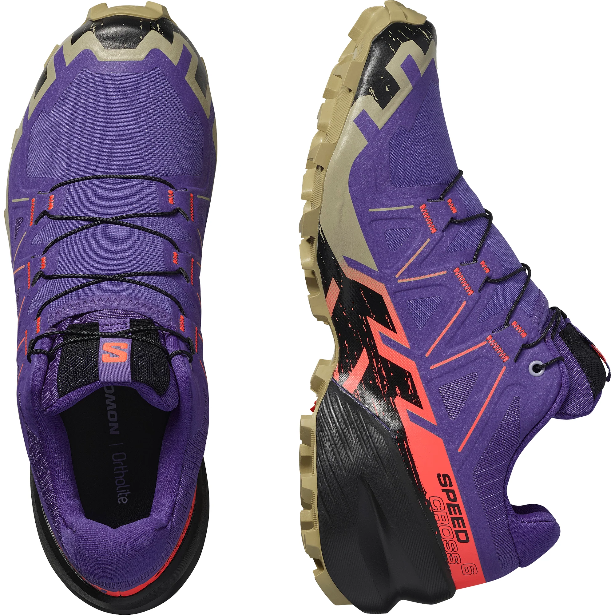 Salomon Women's Speedcross 6 Trail Running Shoes (Liberty/Black/Neon Flame) - Image 4