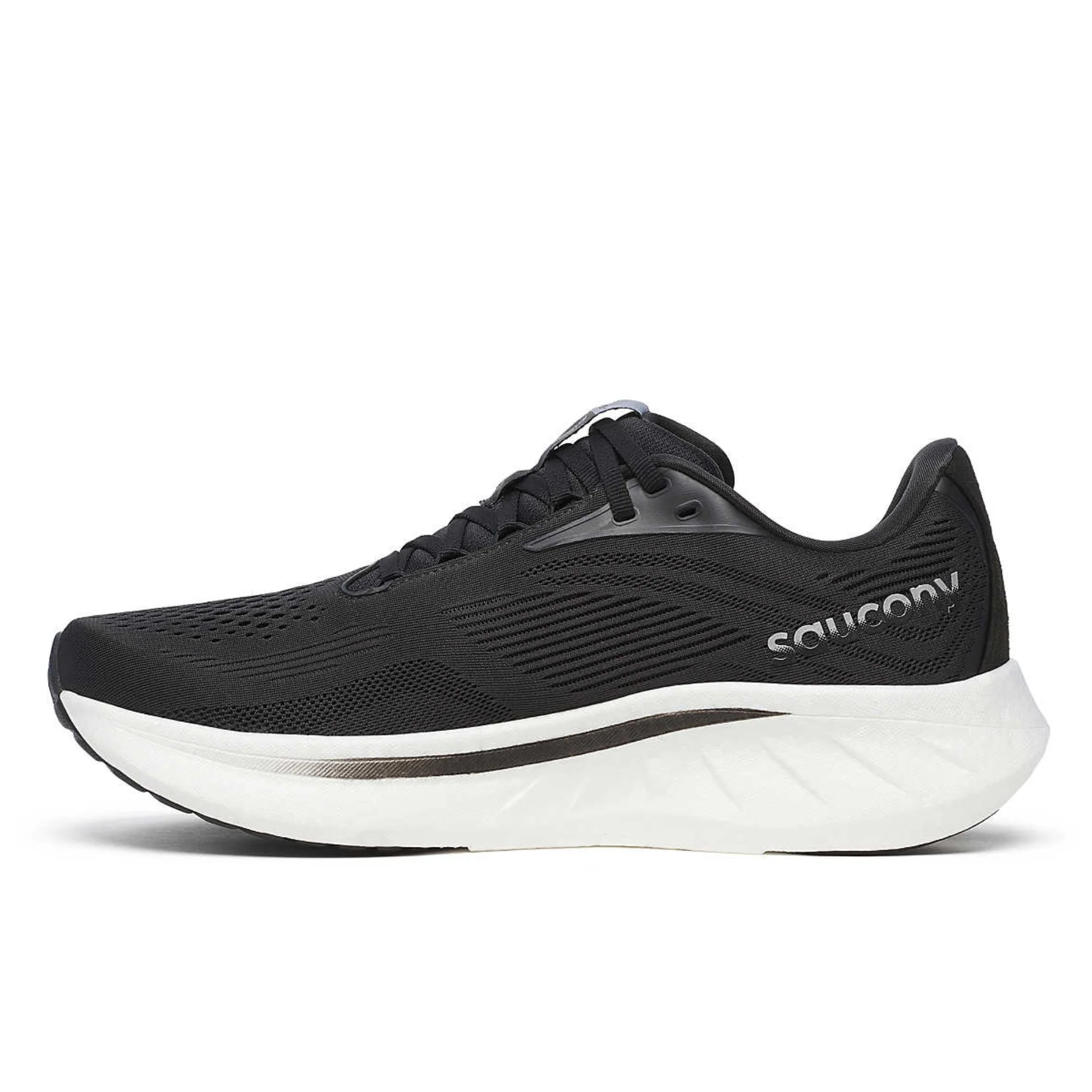 Saucony Men's Ride 18 Wide Fit Running Shoes (Black/White) - Image 2