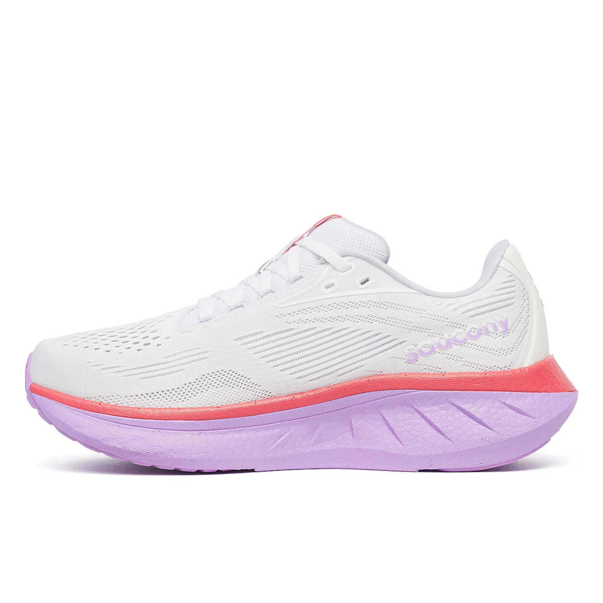 Saucony Women's Ride 18 Running Shoes (White/Coral) - Image 2