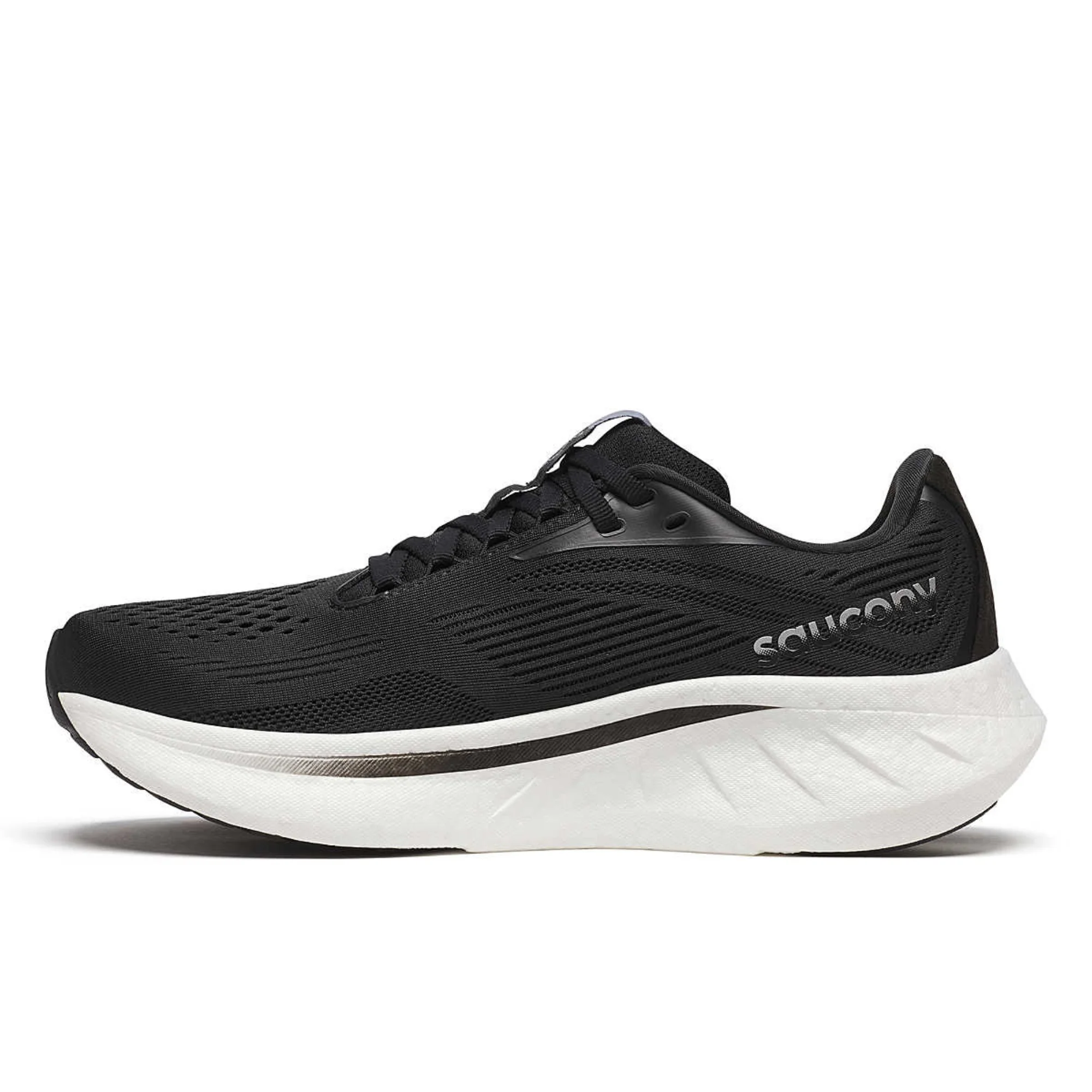 Saucony Women's Ride 18 Wide Fit Running Shoes (Black/White) - Image 2