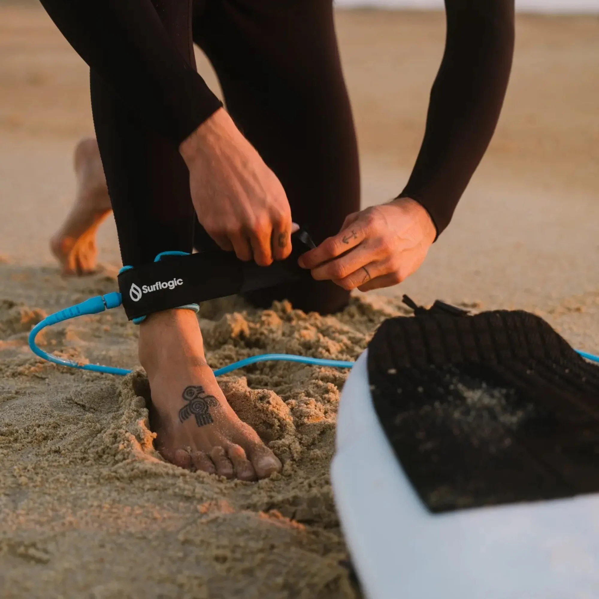Surflogic 8ft Leash Pro Surf Ankle Leash (Cyan) - Image 4