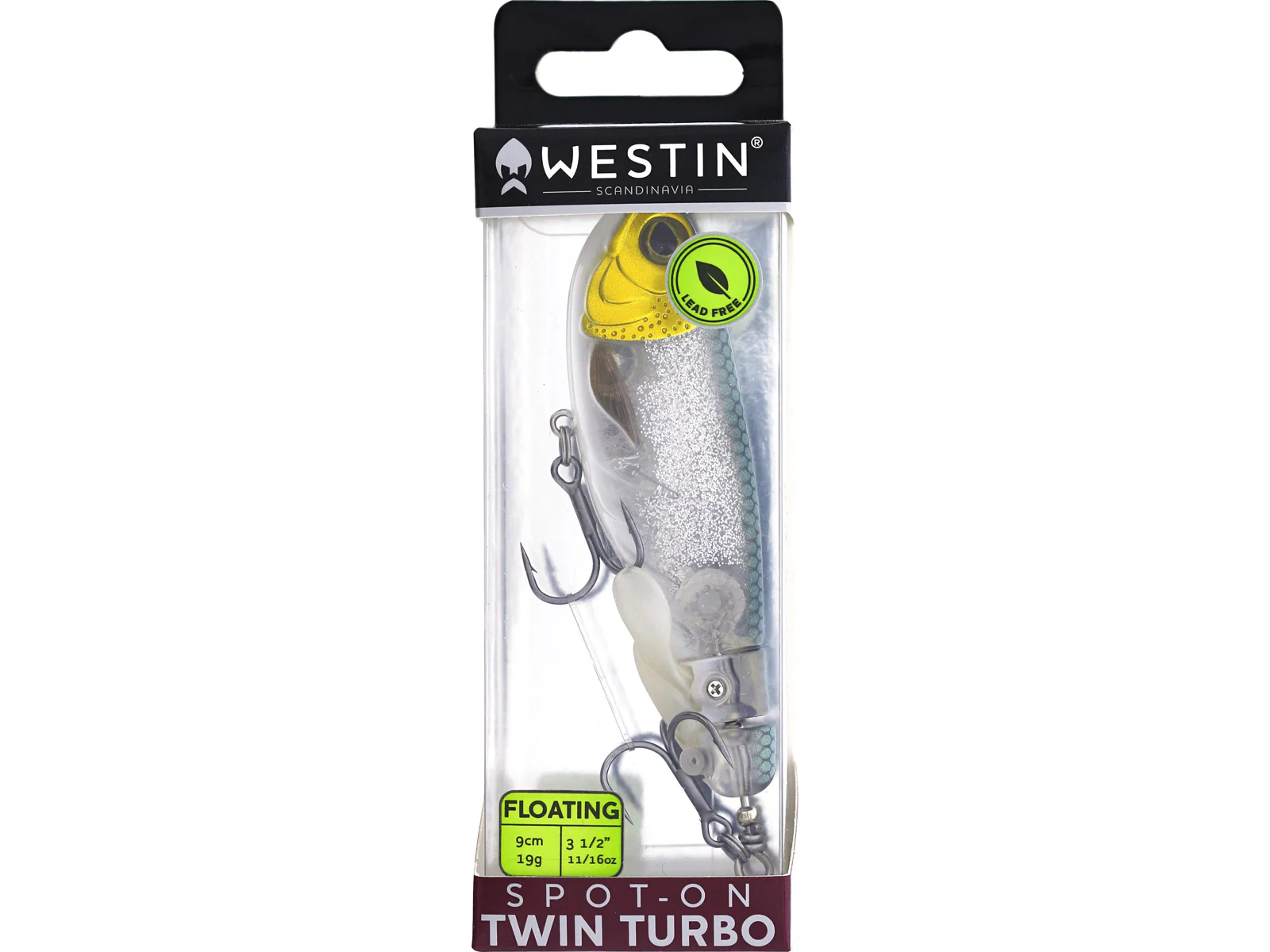 Westin Spot-On Twin Turbo Lead Free Topwater Lure (9cm/Floating/19g)(Bling Perch) - Image 4