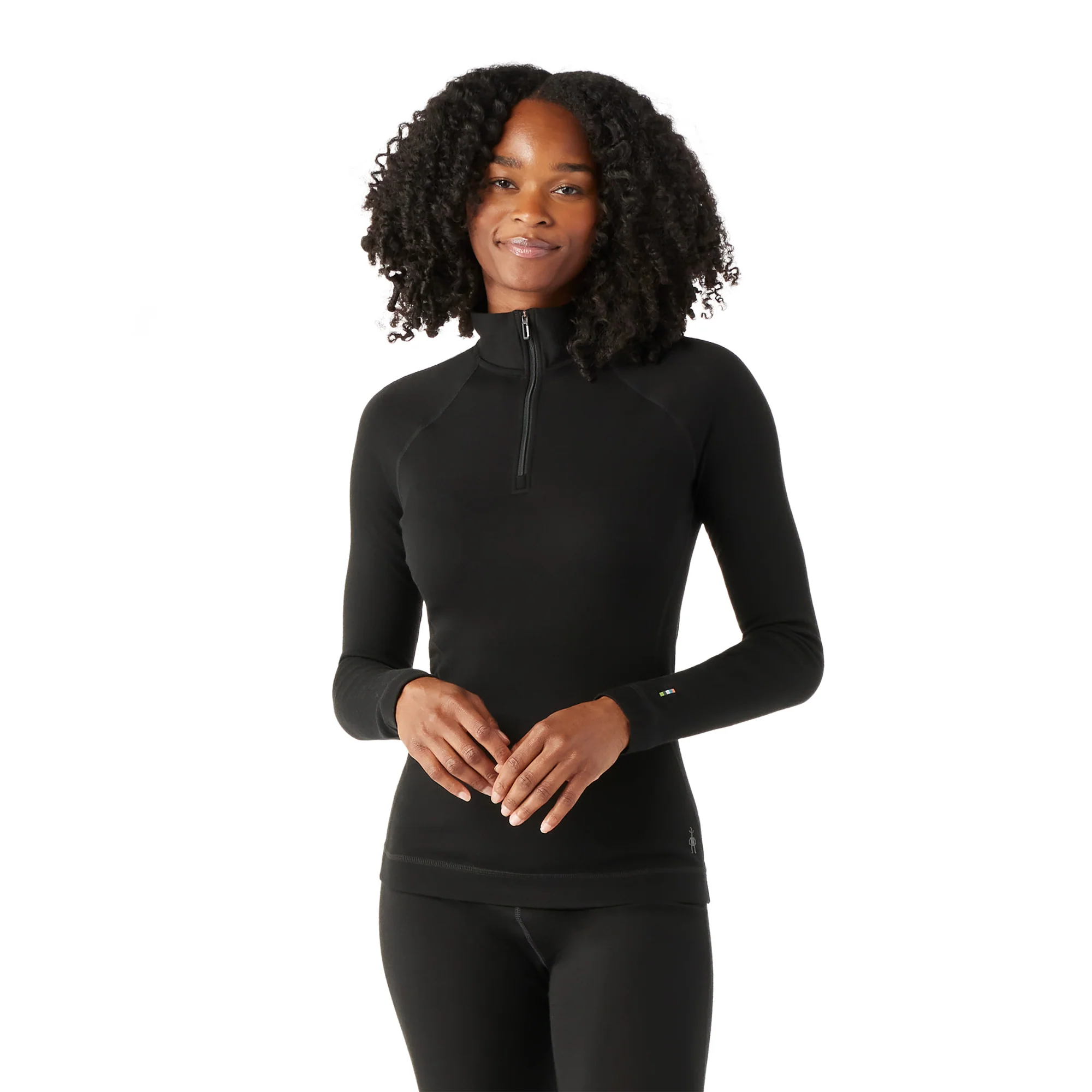 Smartwool Women's Classic Thermal Merino 250 Long Sleeve Quarter Zip Base Layer Top (Black)