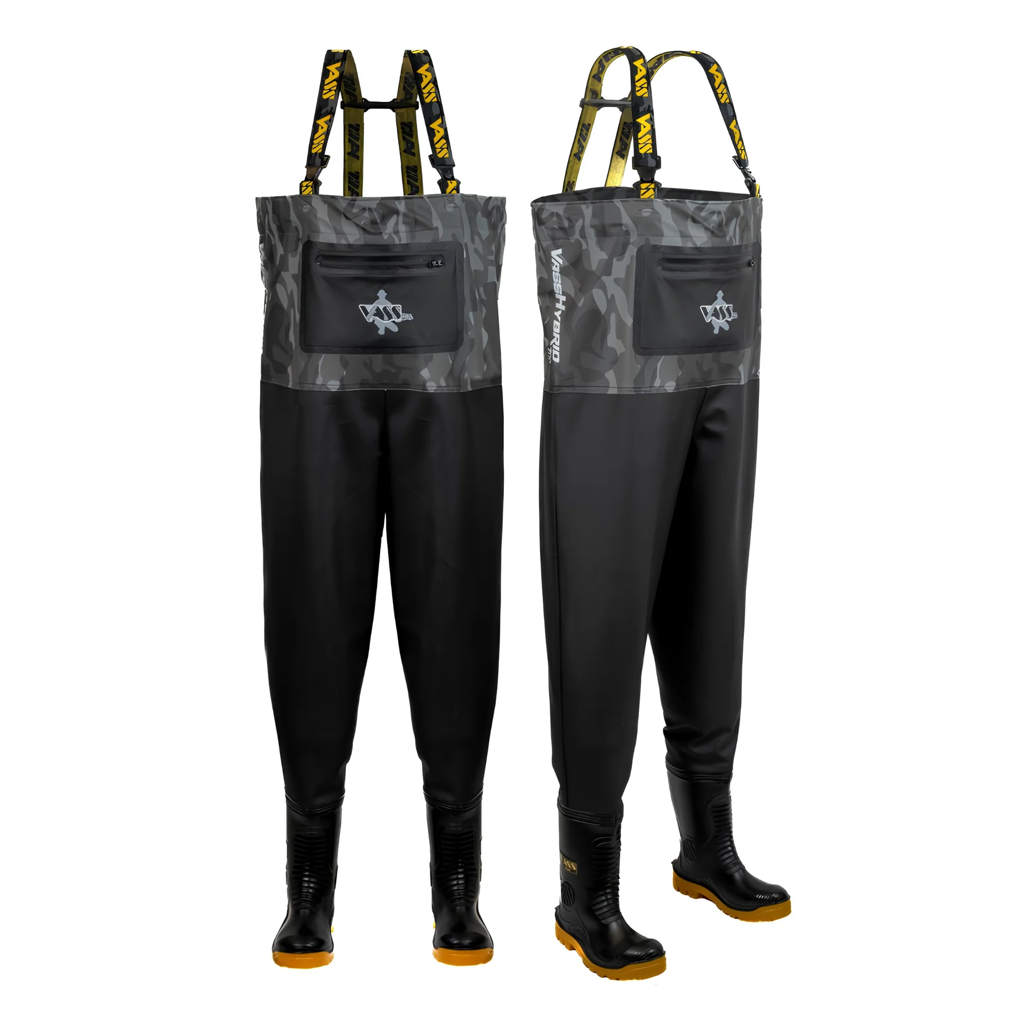 Vass Unisex Hybrid 700 Bootfoot Chest Waders (Dark Grey Camo) - Image 3
