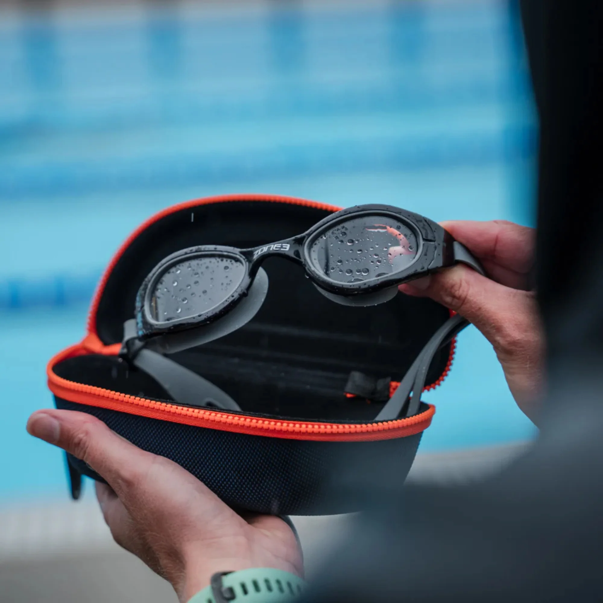 Zone 3 Protective Swim Goggles Hard Case (Navy/Orange) - Image 5